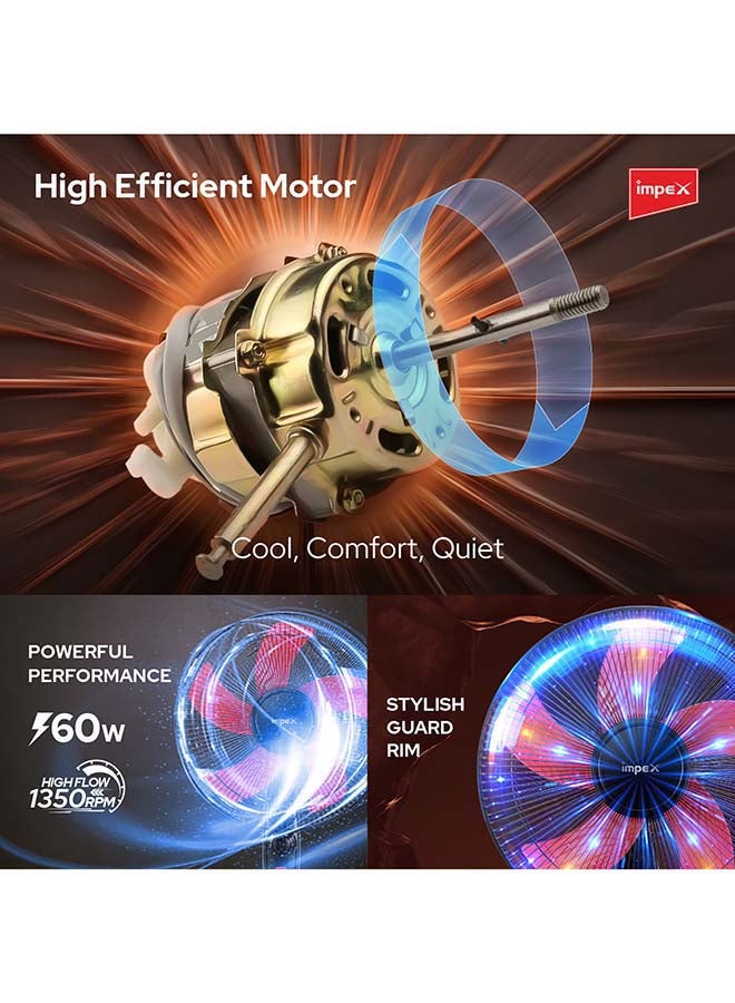 إمبكس - مروحة عالية السرعة بقاعدة 60 W PF 7502 أبيض - Image 1