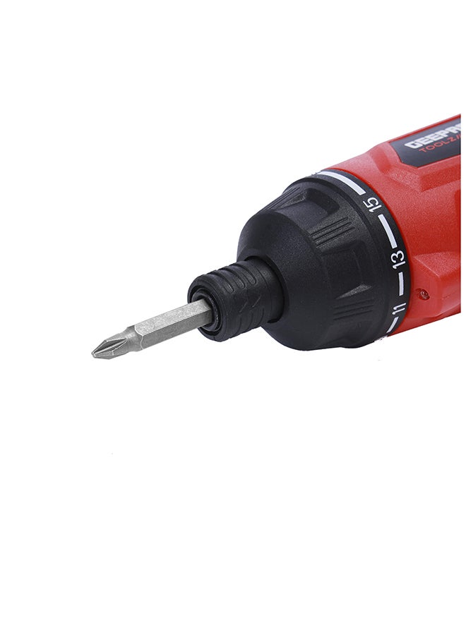 GEEPAS - Screwdriver, Lithium Battery, 210RPM| Rechargeable Screwdriver Kit with 40pcs Accessory, Clutch: 15+1 Torque Setting, Multi-Position Design,Charging time of 3hrs| Portable, Lightweight Red/Black - Image 1