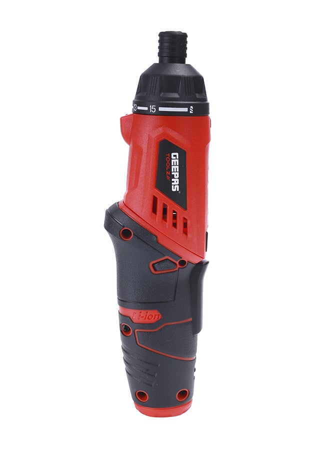 GEEPAS - Screwdriver, Lithium Battery, 210RPM| Rechargeable Screwdriver Kit with 40pcs Accessory, Clutch: 15+1 Torque Setting, Multi-Position Design,Charging time of 3hrs| Portable, Lightweight Red/Black - Image 1