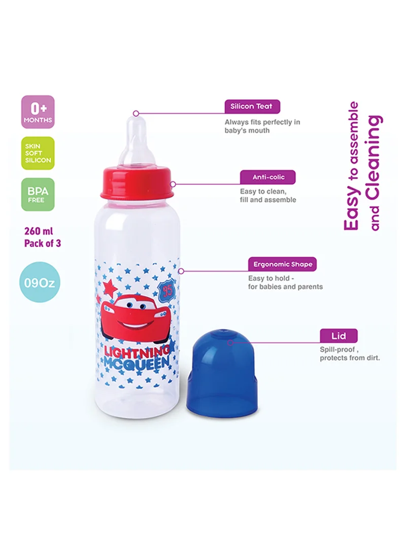 Disney Cars Feeding Bottle Set - 9 oz (250 mL), Pack of 3