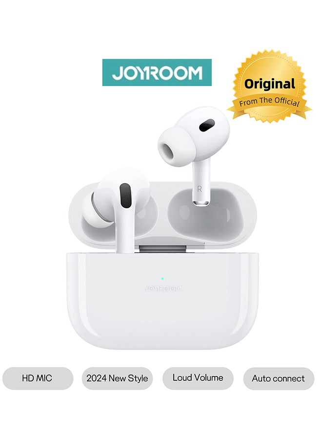 JOYROOM JR-T03S 2024 New Style TWS In-Ear Earphones, Low Latency, In-Ear Detection, One-Click Connection, Heavy Bass, Hifi, HD Mic Wireless Earbuds With Power Box With Replacement Ear Tips White 