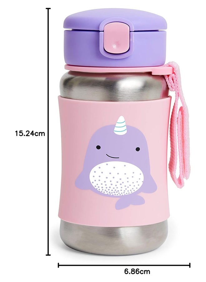 Skip Hop Zoo Stainless Steel Straw Bottle - Narwhal - Image 3