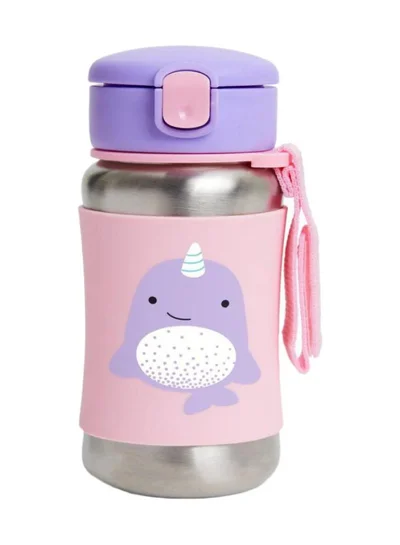 Skip Hop Zoo Stainless Steel Straw Bottle - Narwhal