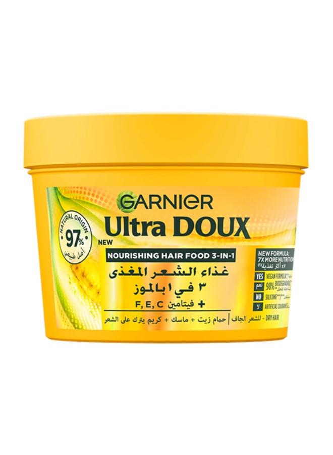 Garnier Ultra Doux Hair Food Nourishing Banana 3-in-1 Hair Mask For Dry Hair 390ML White 390ml 