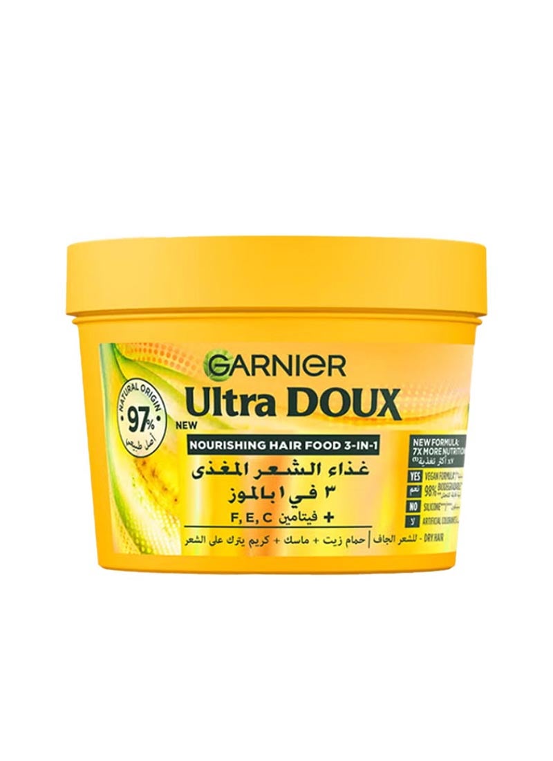 garnier Ultra Doux Hair Food Nourishing Banana 3-in-1 Hair Mask For Dry Hair 390ML White 390ml - Image 1