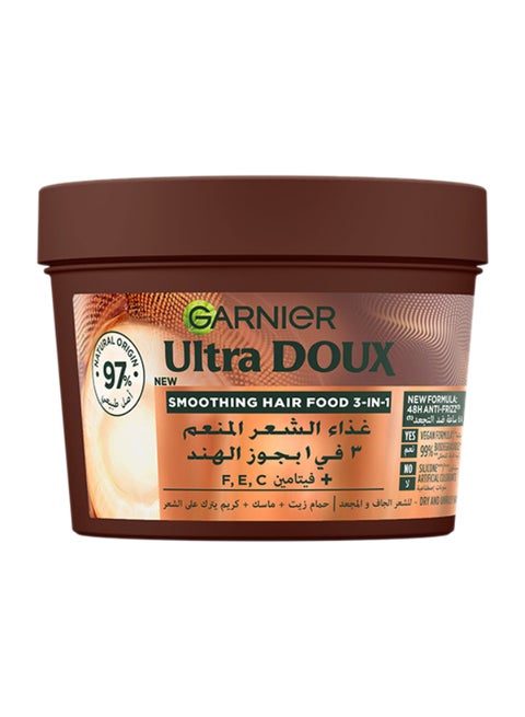 Ultra Doux Hair Food Smoothing Coconut & Macademia 3-in-1 Hair Mask For Frizzy Hair 390ML White 390ml