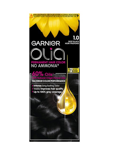 Olia Permanent Hair Color No Ammonia 1.0 Deep Black