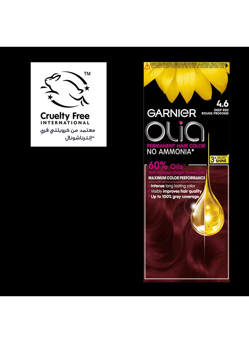 garnier Olia No Ammonia Permanent Brilliant Color 60% Oil-Rich Permanent Hair Color 4.6 Deep Red 50g 50g 12ml - Image 4