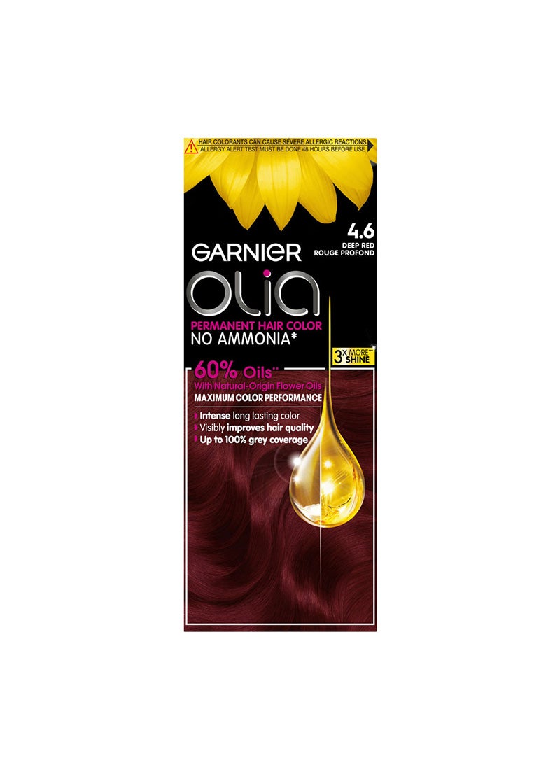 garnier Olia No Ammonia Permanent Brilliant Color 60% Oil-Rich Permanent Hair Color 4.6 Deep Red 50g 50g 12ml - Image 5