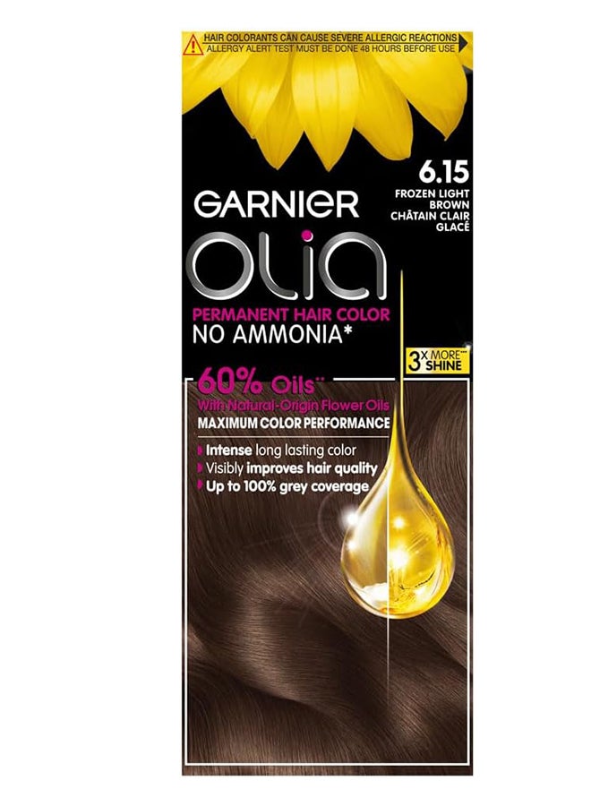 garnier Olia No Ammonia Permanent Haircolor 6.15 Frozen Light Brown - Image 1
