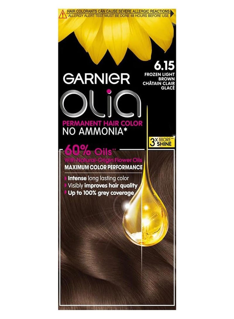 garnier Olia No Ammonia Permanent Haircolor 6.15 Frozen Light Brown - Image 1