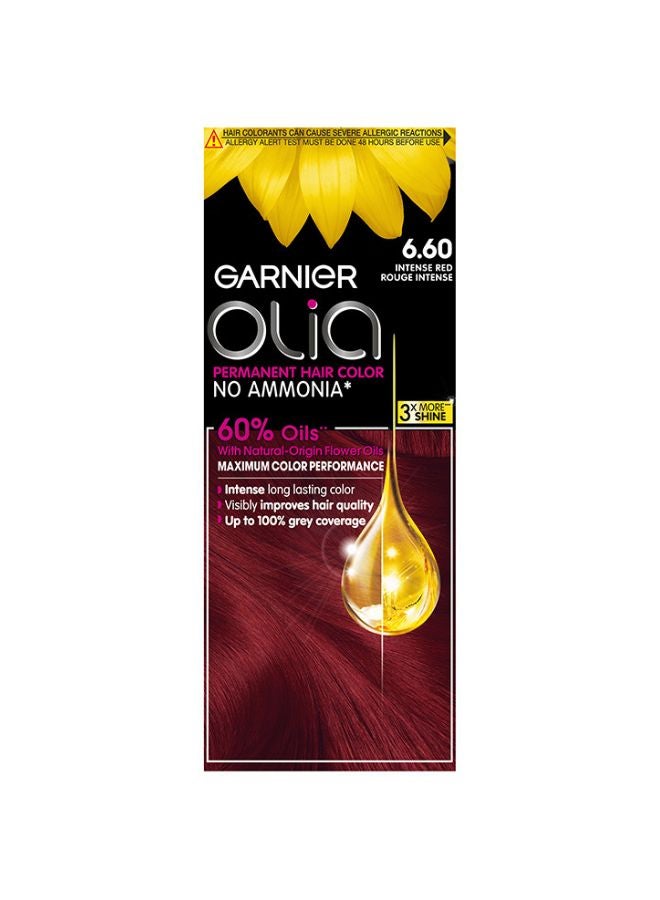 Garnier Olia No Ammonia Permanent Haircolor 6.60 Intense Red Rouge Intense 