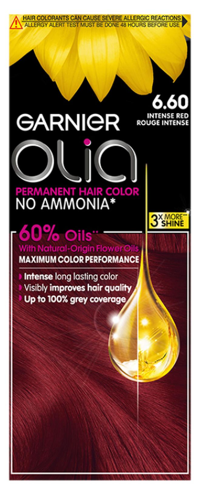 garnier Olia No Ammonia Permanent Haircolor 6.60 Intense Red Rouge Intense - Image 1