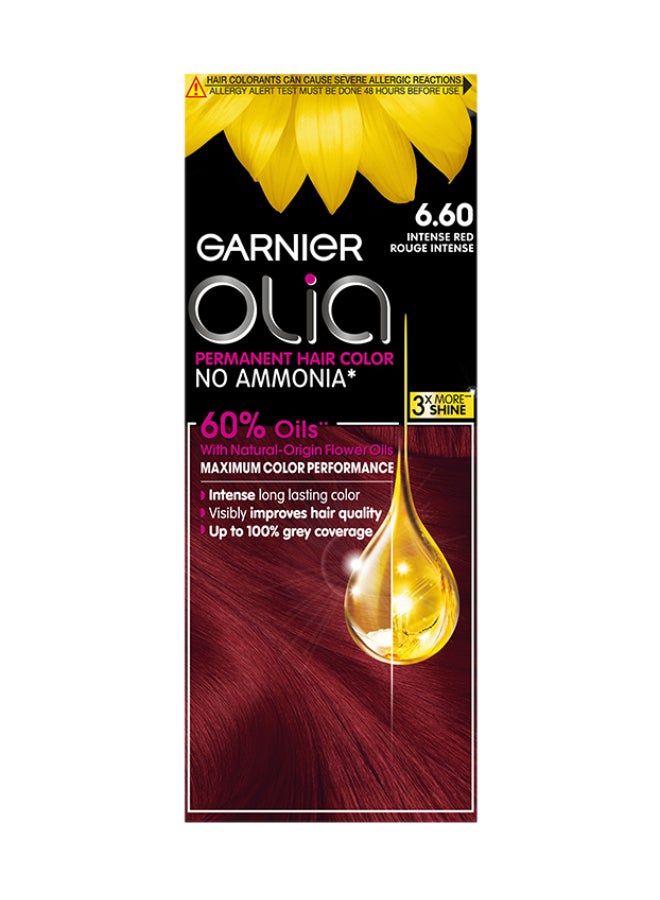 garnier Olia No Ammonia Permanent Haircolor 6.60 Intense Red Rouge Intense - Image 1