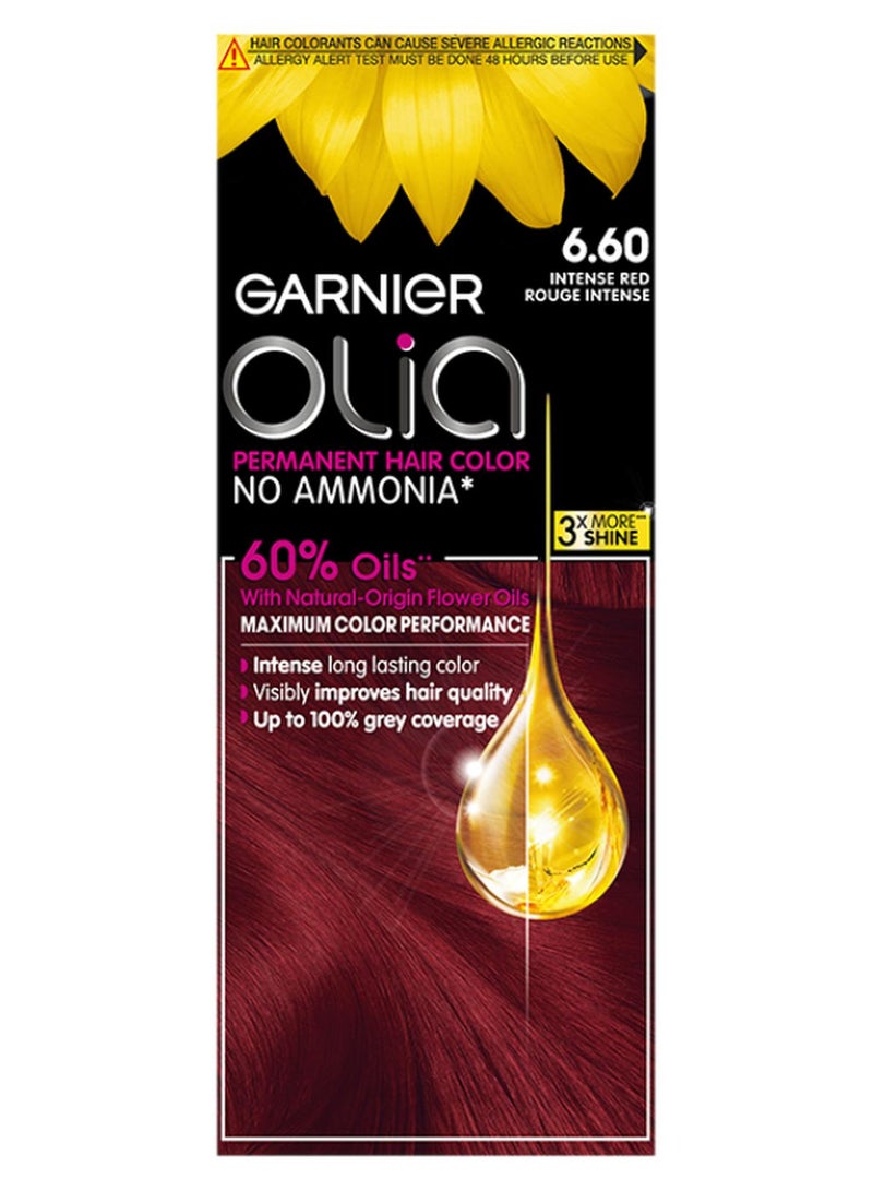 garnier Olia No Ammonia Permanent Haircolor 6.60 Intense Red Rouge Intense - Image 1