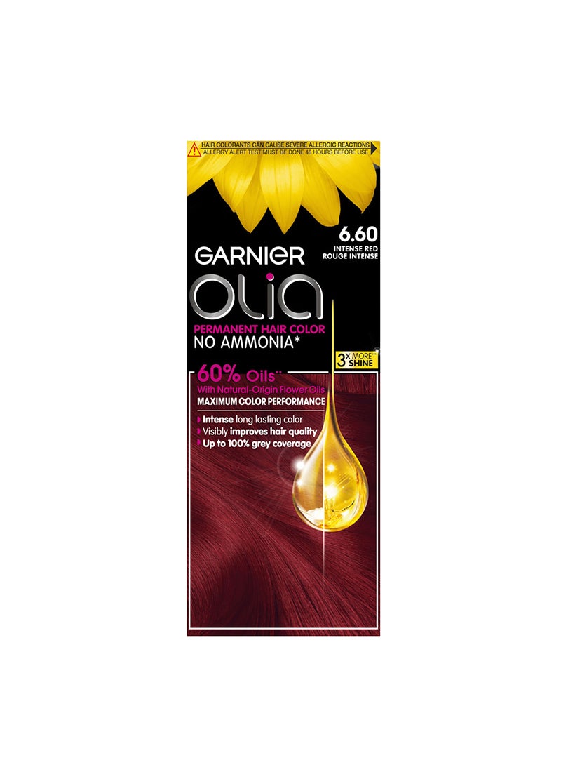 garnier Olia No Ammonia Permanent Haircolor 6.60 Intense Red Rouge Intense - Image 1