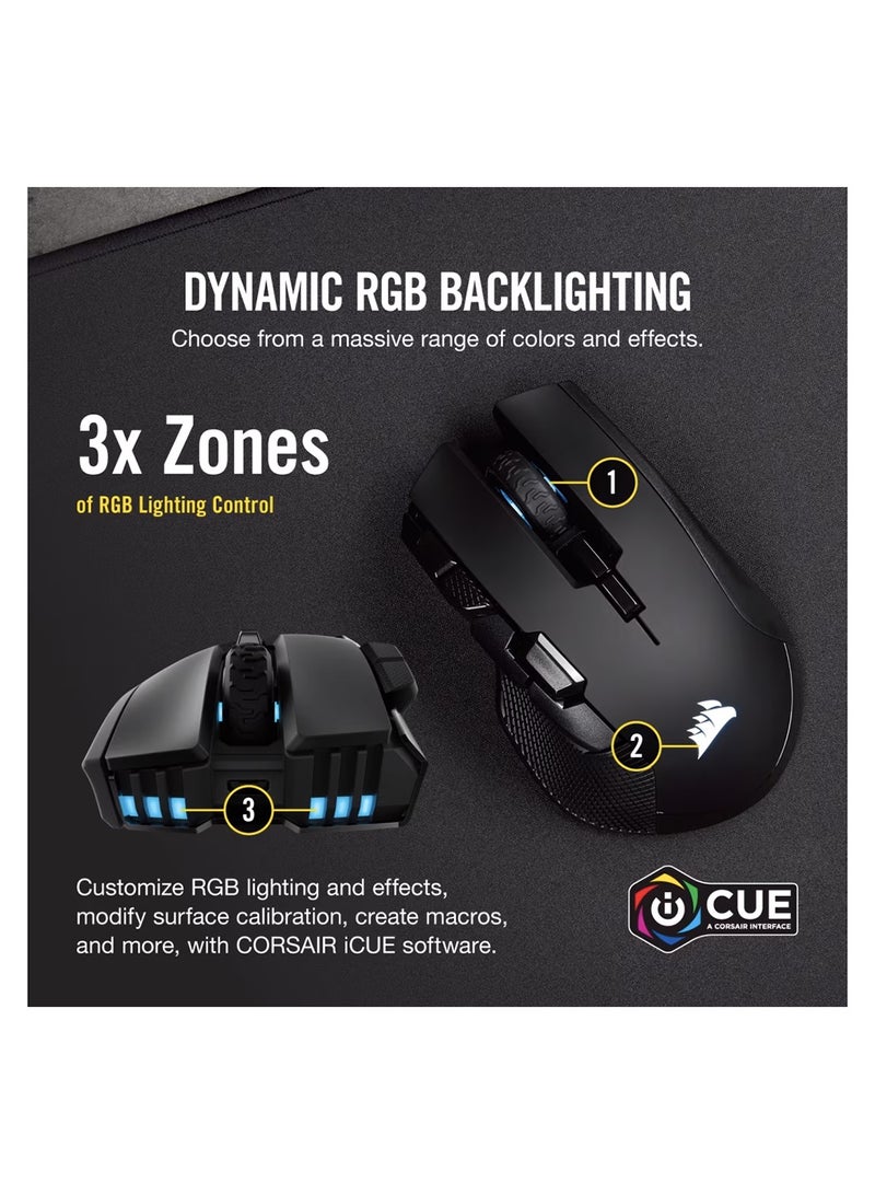 كورسير ماوس ألعاب آيرون كلاو بإضاءة متعددة الألوان RGB لاسلكي قابل لإعادة الشحن أسود - Image 5