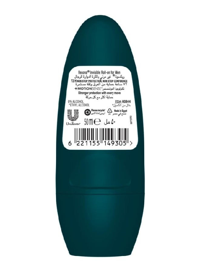 Rexona - Men Advanced Protection 72H+ Clear Antiperspirant Deodorant Roll On Invisible 50ml - Image 1