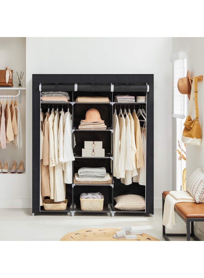 رومان جيفتس خزانة ملابس محمولة لغرفة النوم أسود 130x175x45سم - Image 5