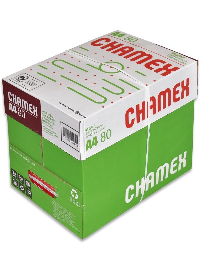 Chamex A4 Photocopy Paper, 80 GSM, 500 Sheets per Pack, White, Pack of 5 White - Image 3