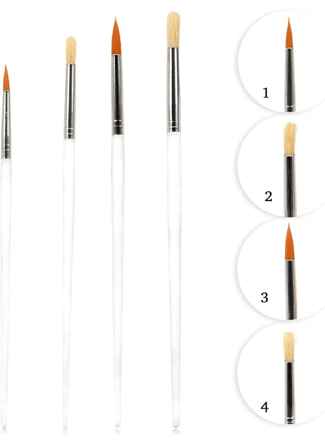 ARTMATE Artist Brushes Set of 4 Round Tip Brushes in Sizes 2, 4, 6 & 8 with Orange & White Bristles Orange & White - Image 3