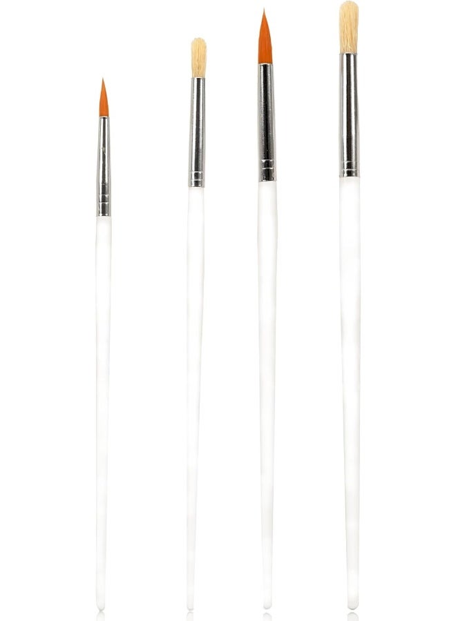 ARTMATE Artist Brushes Set of 4 Round Tip Brushes in Sizes 2, 4, 6 & 8 with Orange & White Bristles Orange & White - Image 1