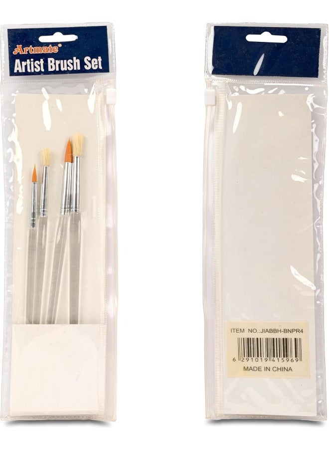 ARTMATE Artist Brushes Set of 4 Round Tip Brushes in Sizes 2, 4, 6 & 8 with Orange & White Bristles Orange & White - Image 2