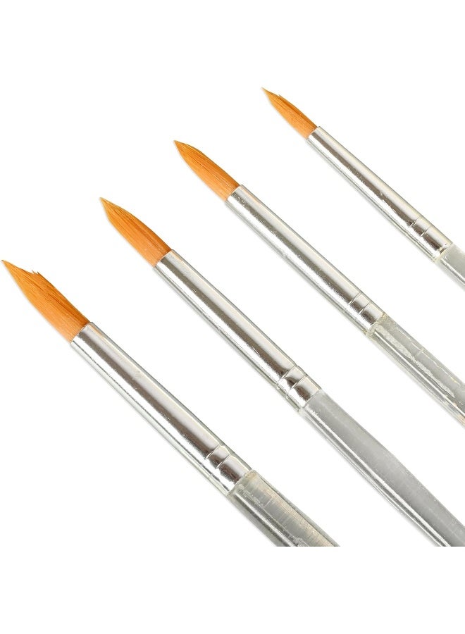 ARTMATE Artist Brush Set - 4 Round Fine Tip Brushes (Sizes 2, 4, 6, 8) with Orange Bristles in Zip Lock Pack White/Silver/Orange - Image 2