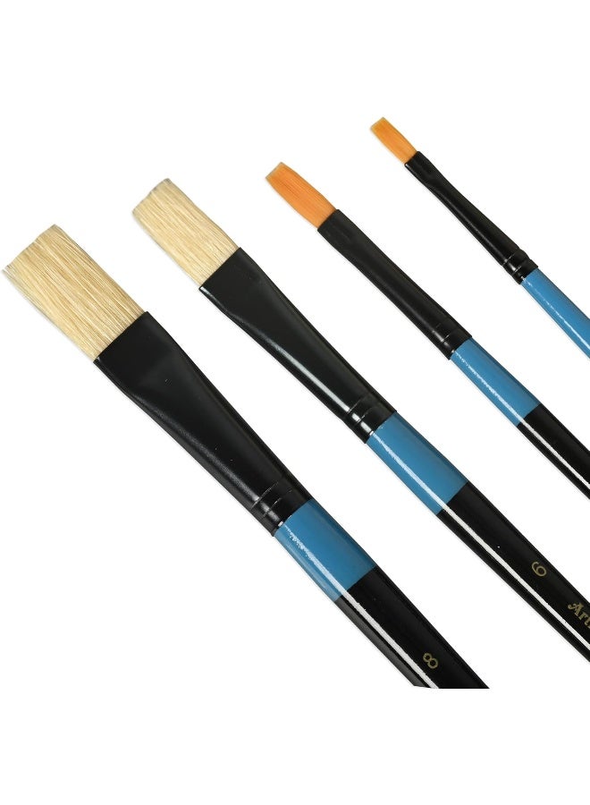 Artmate Artist Brush Set - 4 Pieces with Ergonomic Handles Black/Blue/Beige - Image 2