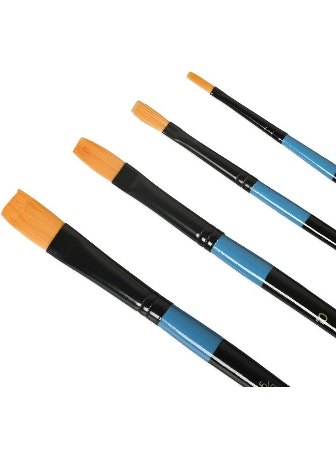 Artmate Artist Brush Set - 4 Flat Brushes in Sizes 2, 6, 10, and 5/8 Black/Blue/Orange - Image 2