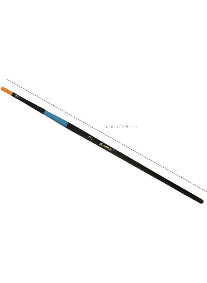Artmate Artist Brush Set - 4 Flat Brushes in Sizes 2, 6, 10, and 5/8 Black/Blue/Orange - Image 5