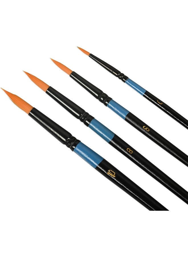 Artmate Round Brush Set - 4 Pieces with Ergonomic Handles Black/Blue/Orange - Image 2