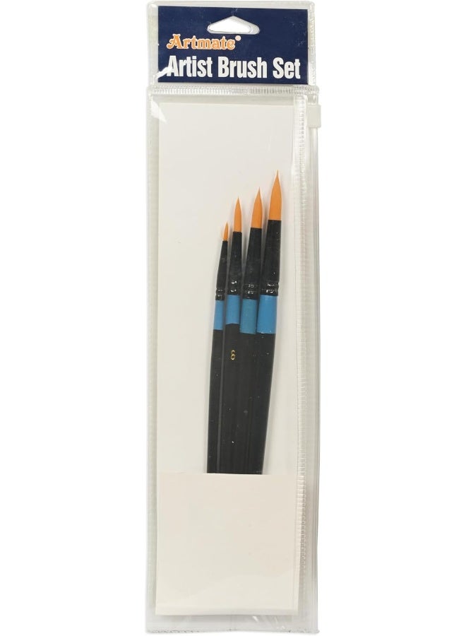 Artmate Round Brush Set - 4 Pieces with Ergonomic Handles Black/Blue/Orange - Image 1