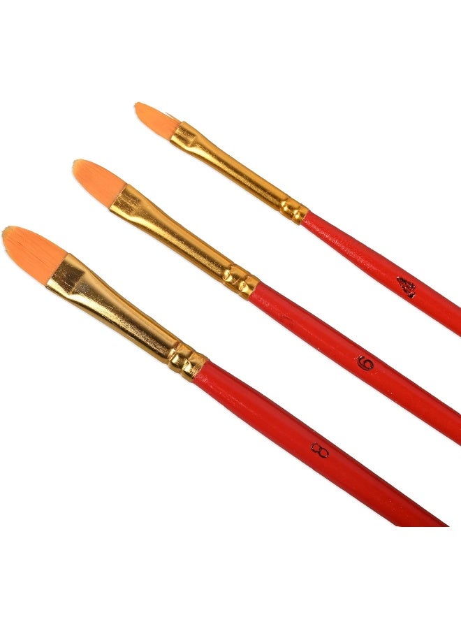 Artmate Flat Brushes Set, 3 Pieces with Sizes 2, 6, 10 and 5/8 Orange - Image 2