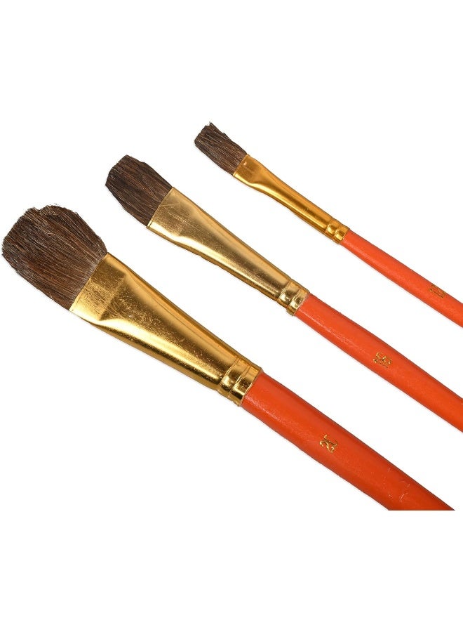 Artmate Flat Brushes Set - 3 Pieces (Sizes 12, 16, 20) Red - Image 2