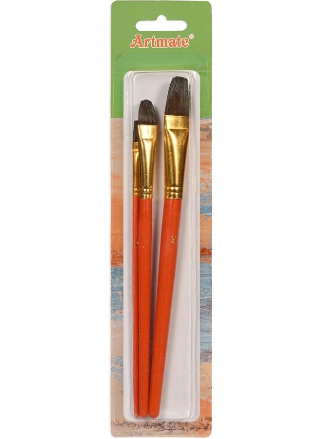 Artmate Flat Brushes Set - 3 Pieces (Sizes 12, 16, 20) Red - Image 1