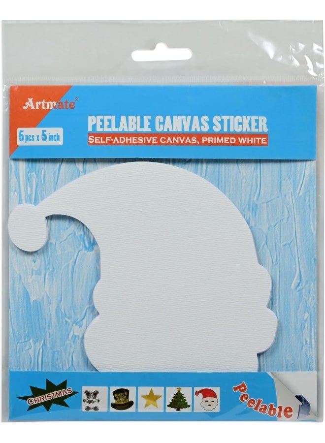 Artmate Peelable Canvas Stickers - 5 Pack, 5x5 Inches, Self-Adhesive, Primed White White - Image 1