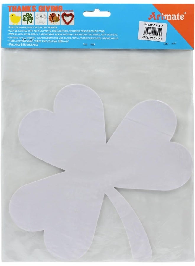 ARTMATE Peelable Canvas Sticker Set - 3 Pieces, 8 Inch Clover Leaves Shape, Self-Adhesive, Primed White White - Image 2