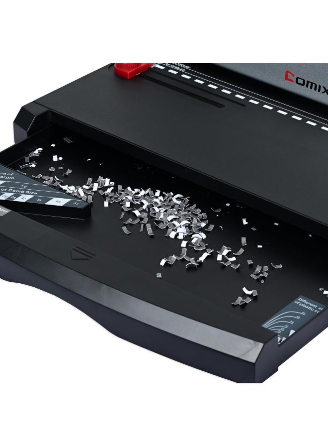 COMIX Comb Binding Machine with 450 Sheets Capacity for A4 Paper Black and Silver - Image 4
