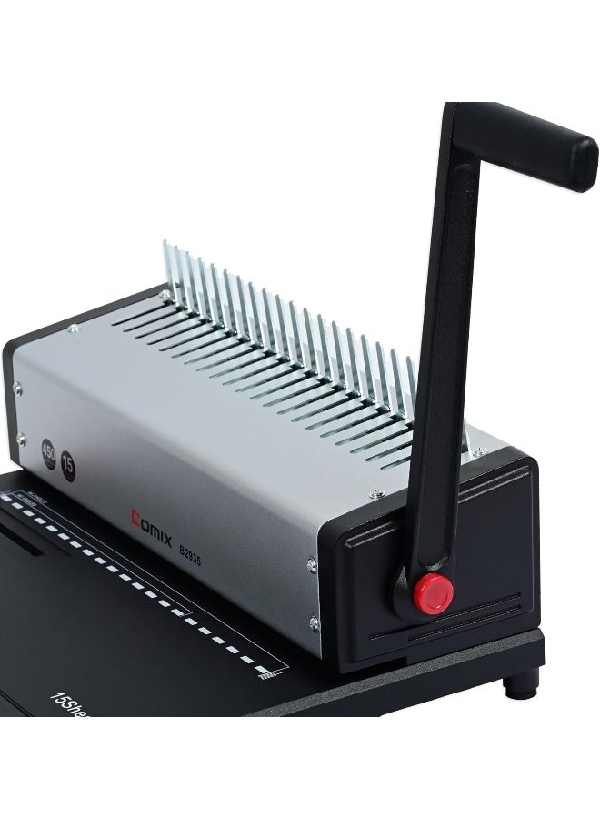 COMIX Comb Binding Machine with 450 Sheets Capacity for A4 Paper Black and Silver - Image 5