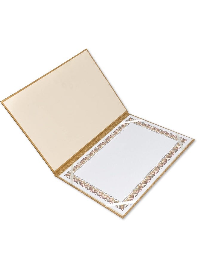 FIS® Golden Vinyl Certificate Folder, A4 Size, One Side Padded Gold - Image 1