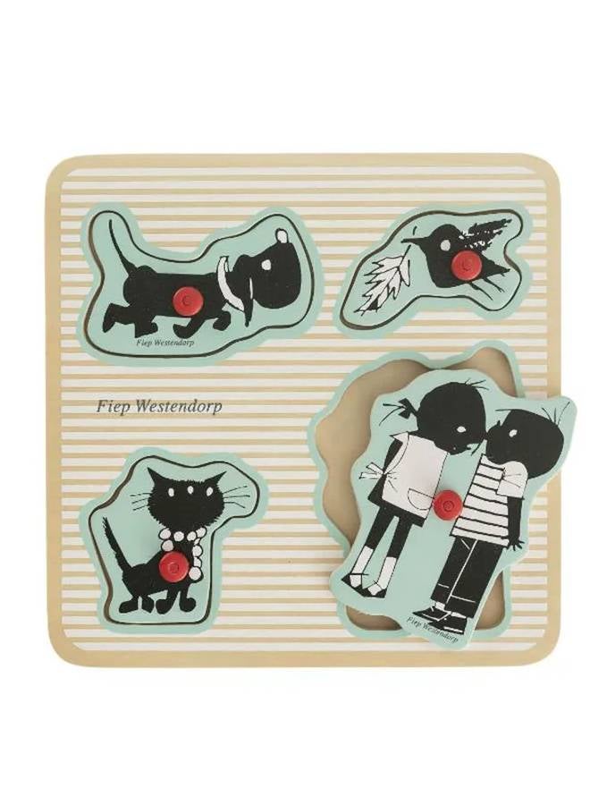 Hema - 4-Piece Wooden Puzzle 16.4 x 16.4 x 16.3cm - Image 1