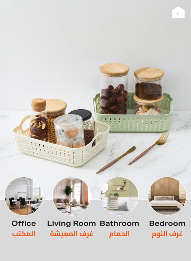 LAWAZIM - Plastic Storage Baskets - 4 Pack Shelf Organizers, Durable Plastic Baskets for Home, Kitchen, Office, and Bathroom Organization Multicolour 26.5x19.5x7cm - Image 1