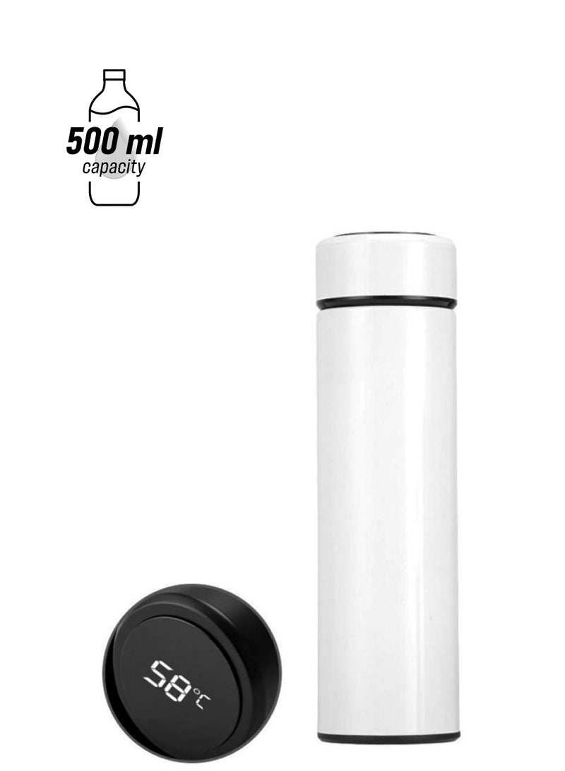 LED Temperature Display Water Bottle White/Black - Image 1