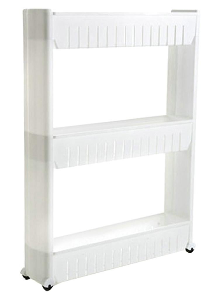 رف تنظيم وتخزين محمول مزود بعجلات مكون من 3 طبقات أبيض - Image 1