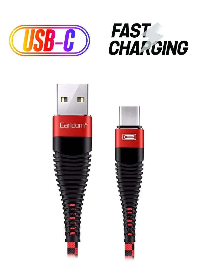 Earldom Type-C Fast Charging Cable Red/Black - Image 1