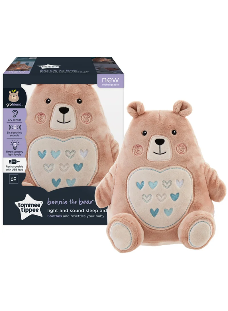 tommee tippee Bennie The Bear Grofriends Rechargeable Light And Sound Sleep Aid For 0+ Months Brown