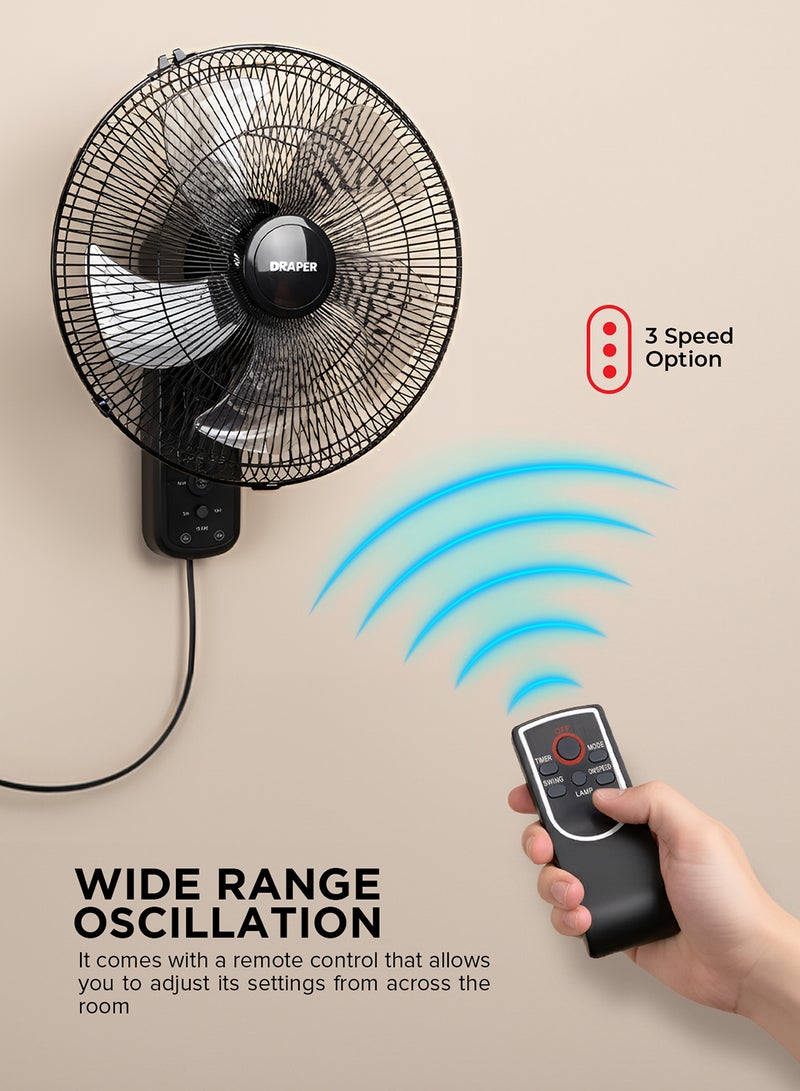 أولسنمارك مروحة حائط مع جهاز تحكم عن بعد بقدرة 60 وات 70 W OMF1702 أبيض/ رمادي - Image 4