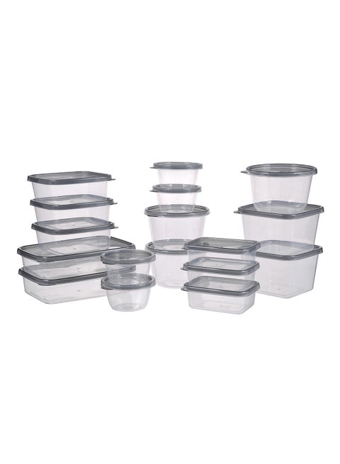17 Piece Plastic Food Container Set - Spill Proof Lids - Food Storage Box - Storage Boxes - Kitchen Cabinet Organizers - Grey Grey 17-Piece
