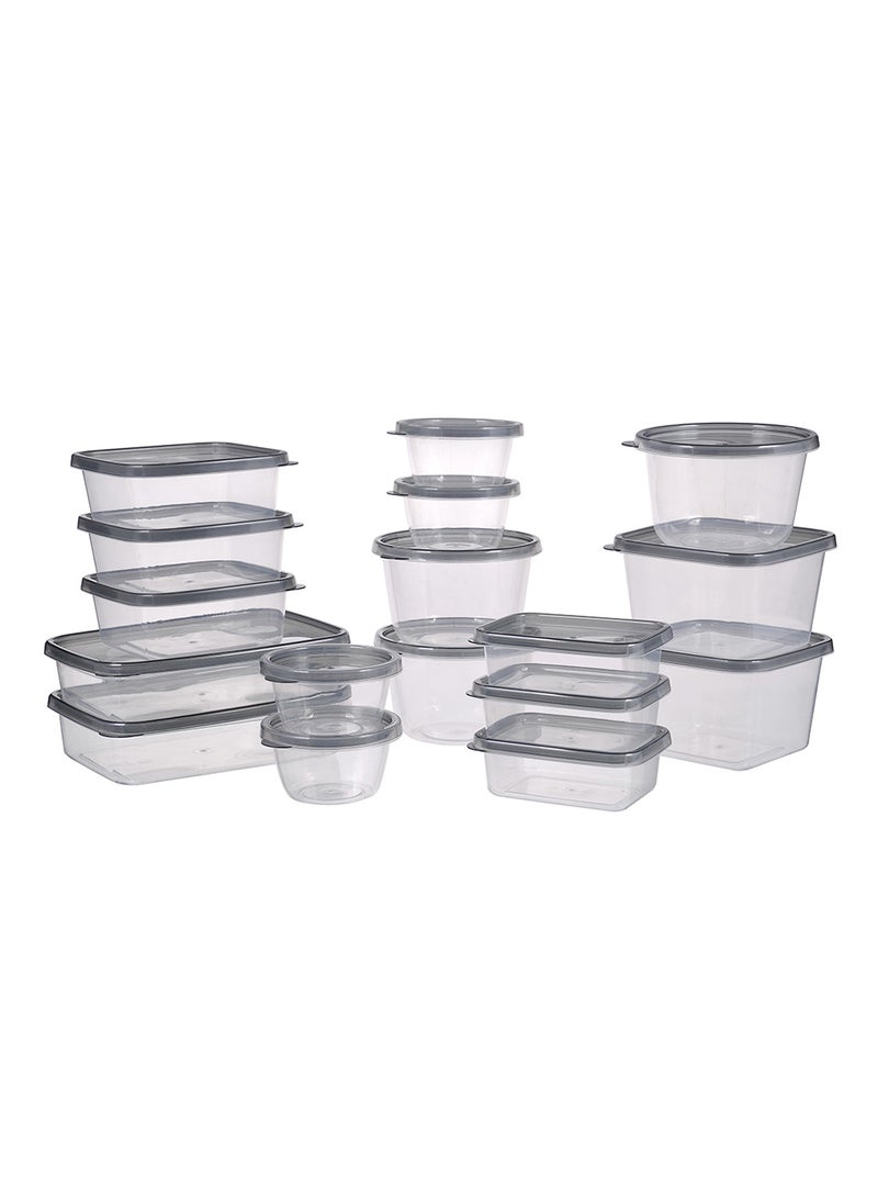 Amal 17 Piece Plastic Food Container Set - Spill Proof Lids - Food Storage Box - Storage Boxes - Kitchen Cabinet Organizers - Grey Grey 17-Piece - Image 1